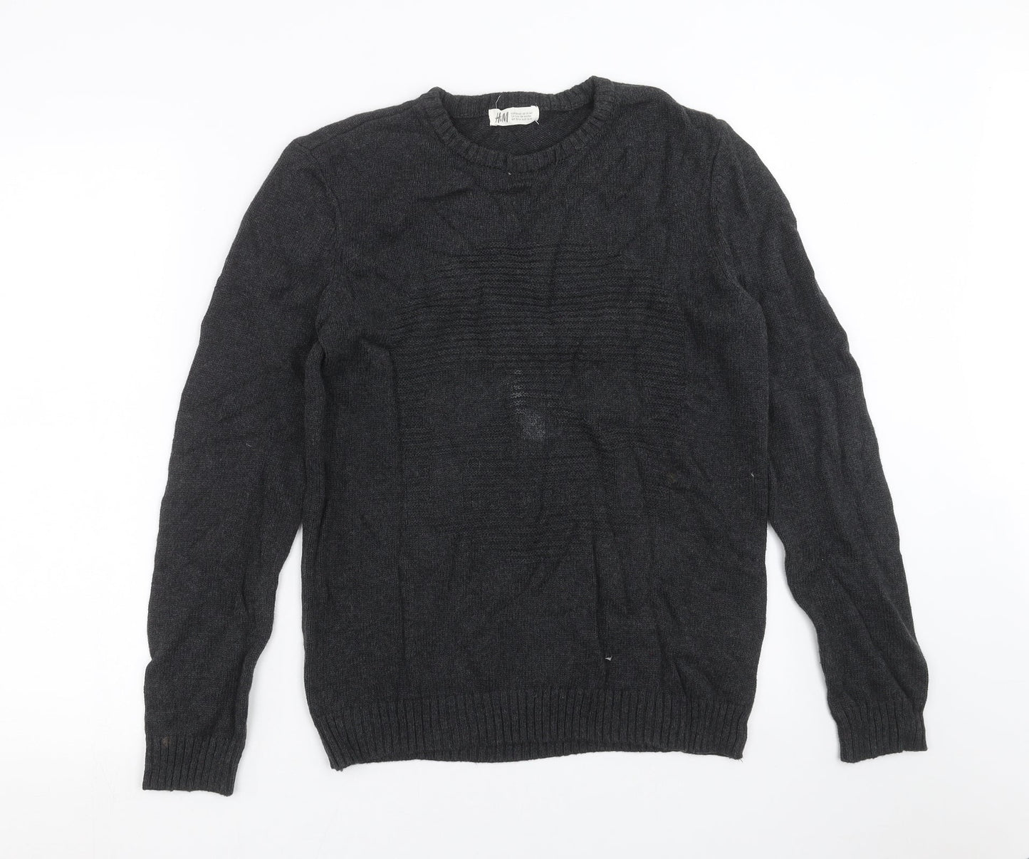 H&M Boys Grey  Knit Pullover Jumper Size 12-13 Years  - skull