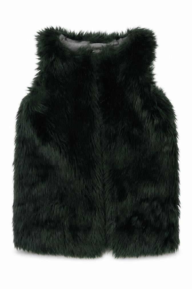 Front view of Next girls’ green gilet jacket, size 6, years