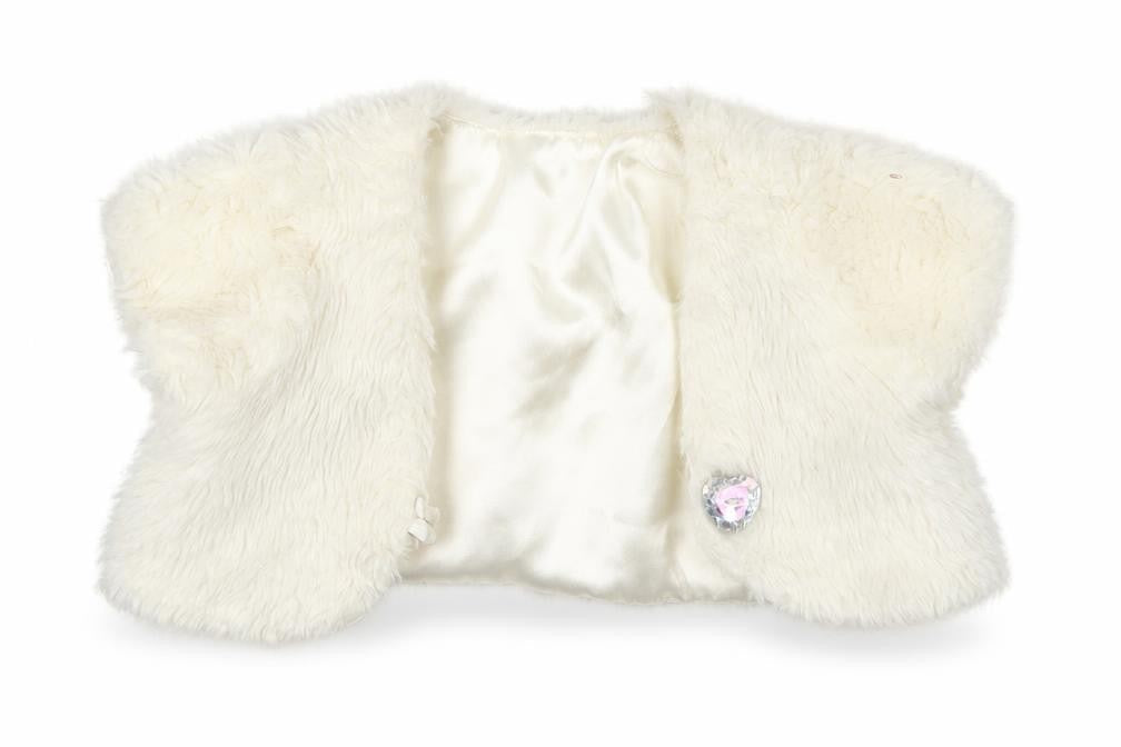 Front view of m girls’ white jacket, size 2-3, years