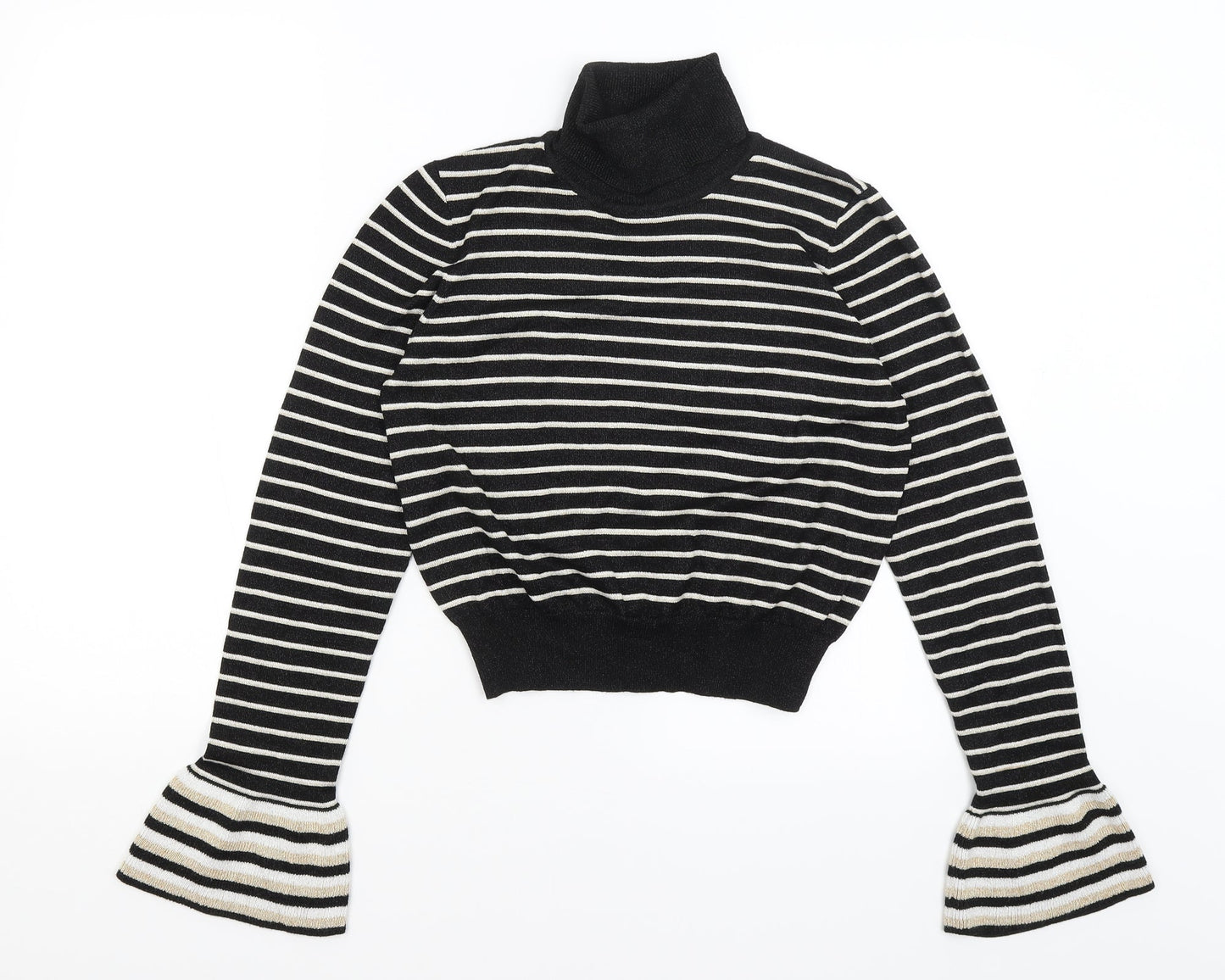 Absolutely Womens Black Striped  Basic T-Shirt Size S