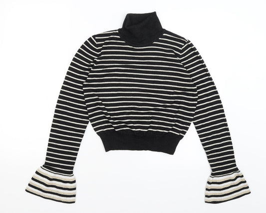 Absolutely Womens Black Striped  Basic T-Shirt Size S