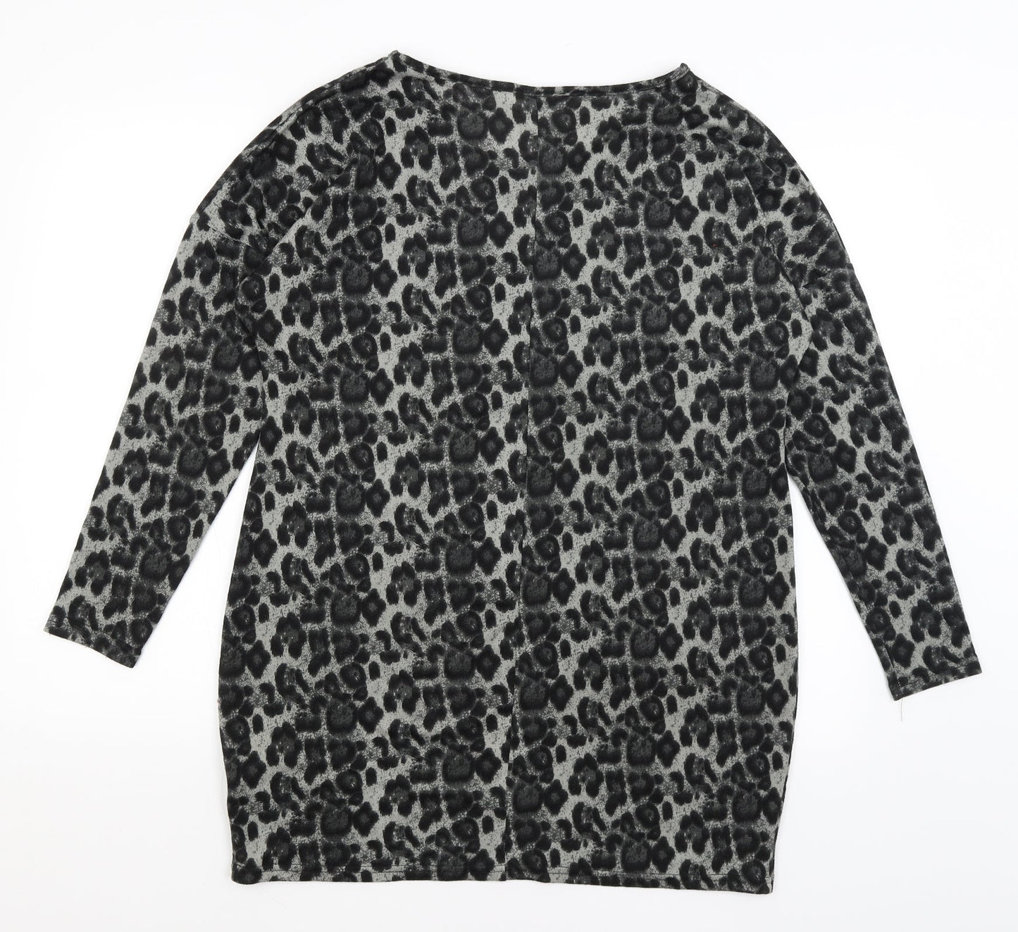 Style Dome Womens Grey Animal Print  Basic T-Shirt Size 12