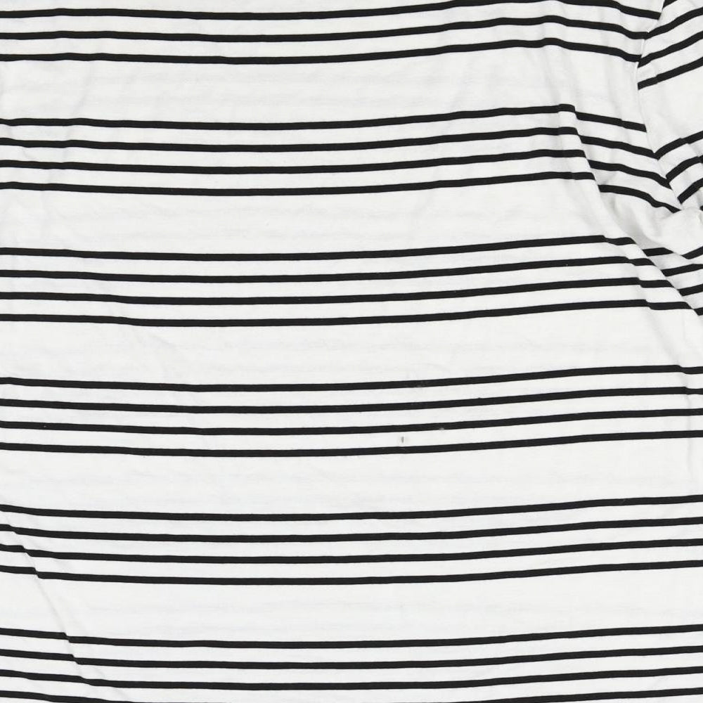 Autograph Womens White Striped  Basic Blouse Size M