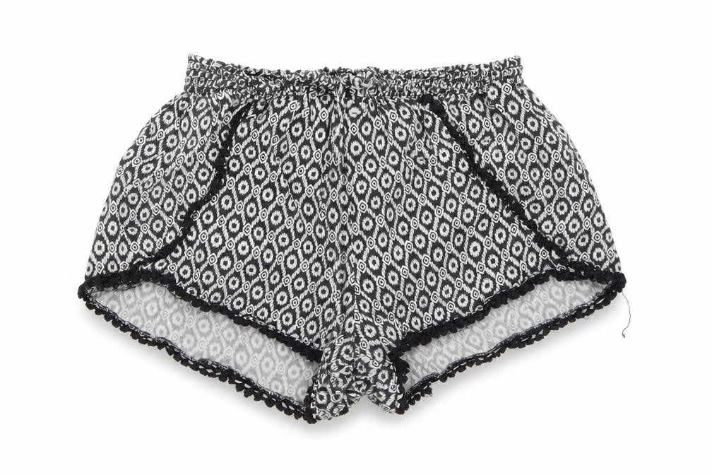 Primark Womens Black Geometric  Hot Pants Shorts Size 8