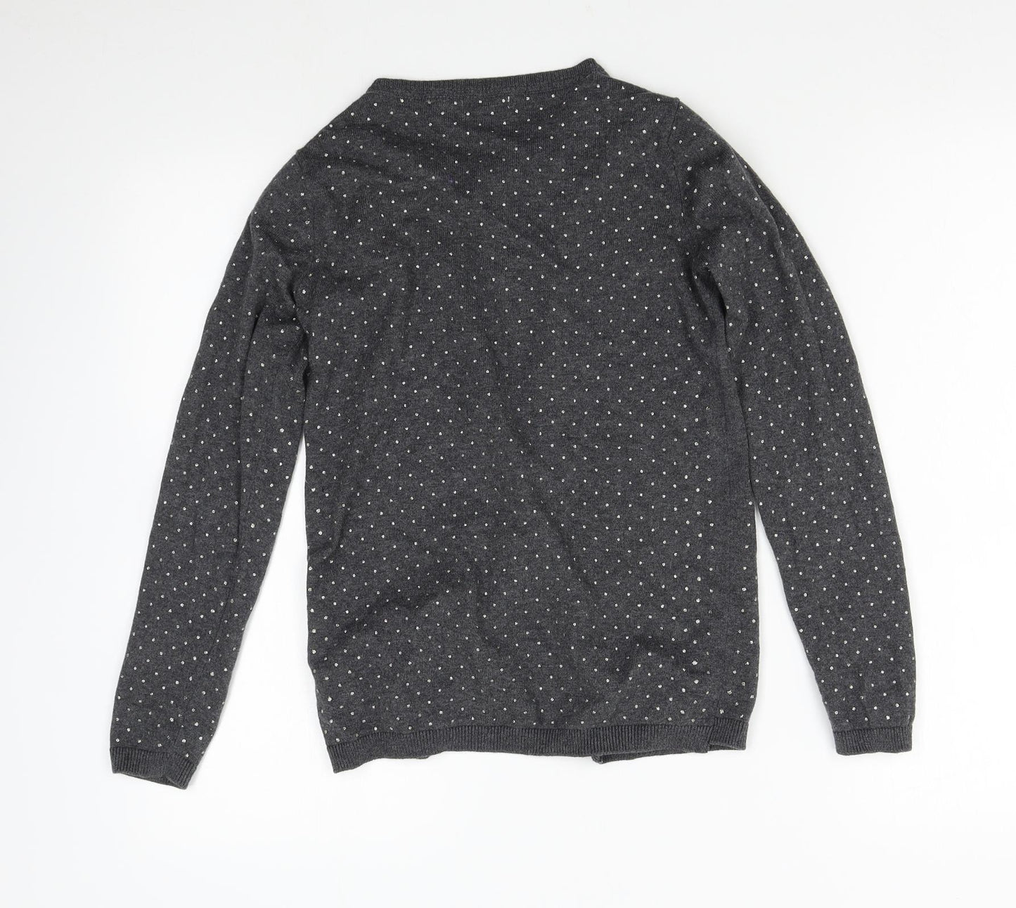 Preworn Womens Grey Polka Dot Knit Cardigan Jumper Size S