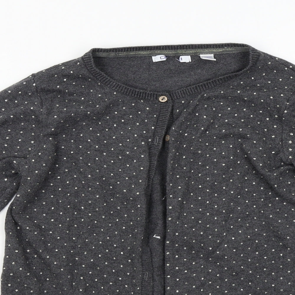 Preworn Womens Grey Polka Dot Knit Cardigan Jumper Size S