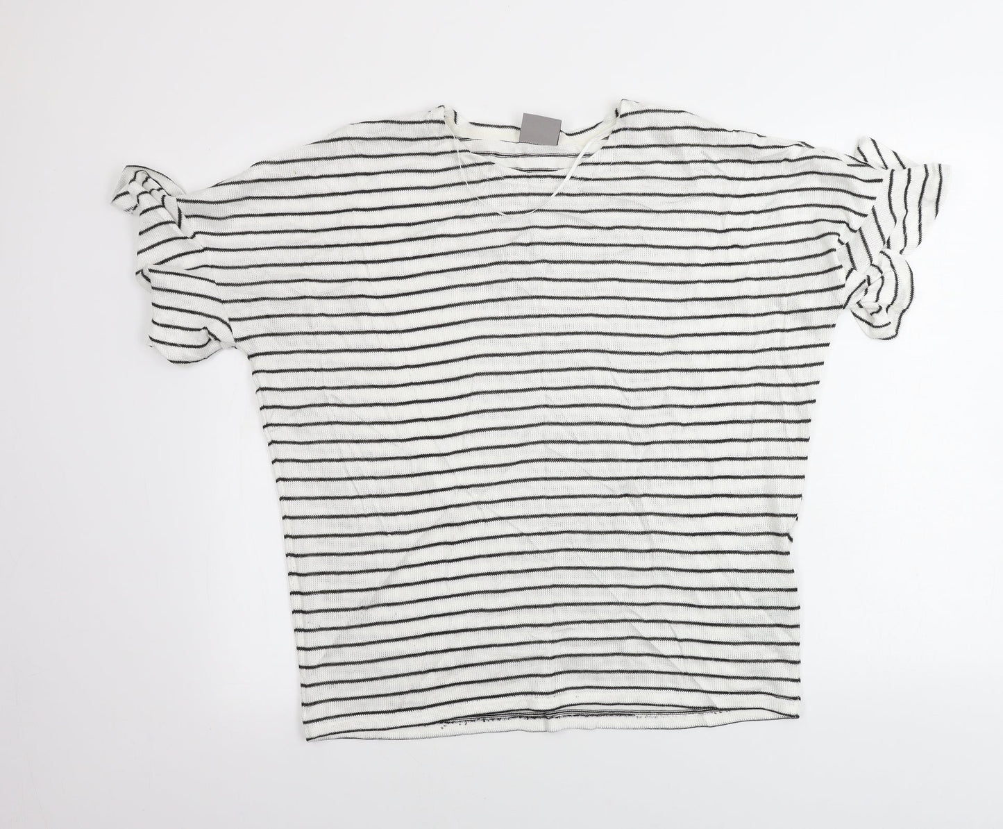 VERO MODA  Womens White Striped  Pullover Jumper Size L