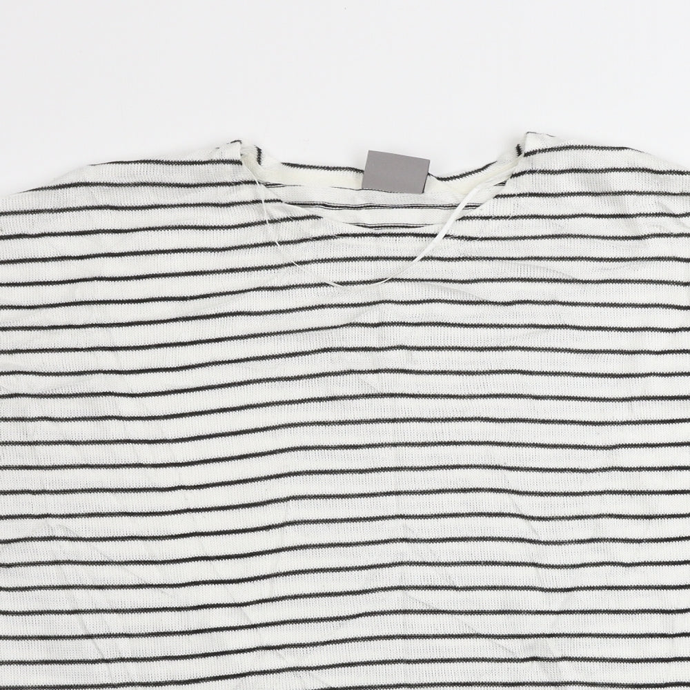 VERO MODA  Womens White Striped  Pullover Jumper Size L