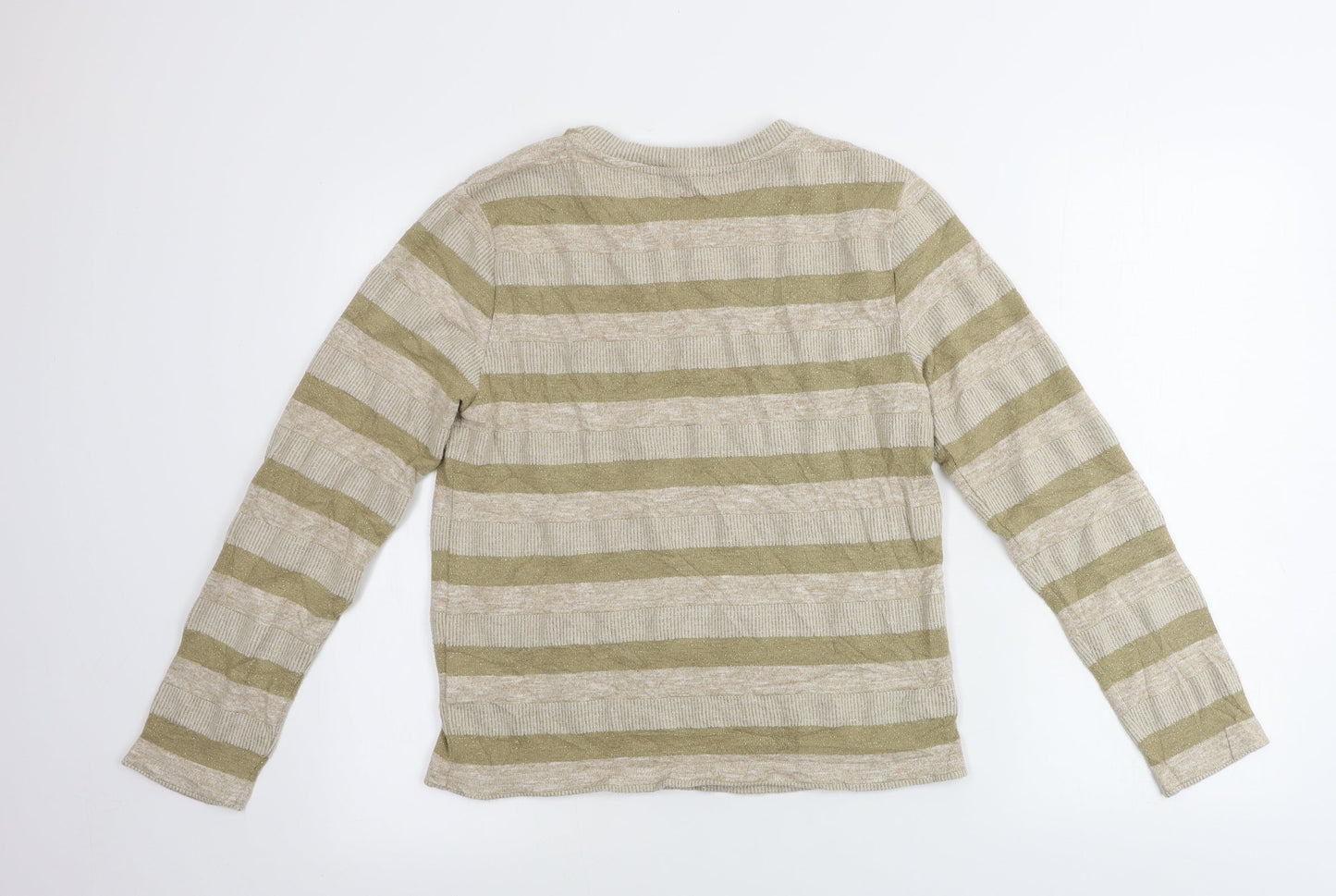 Marks and Spencer  Womens Beige Striped  Pullover Jumper Size 14