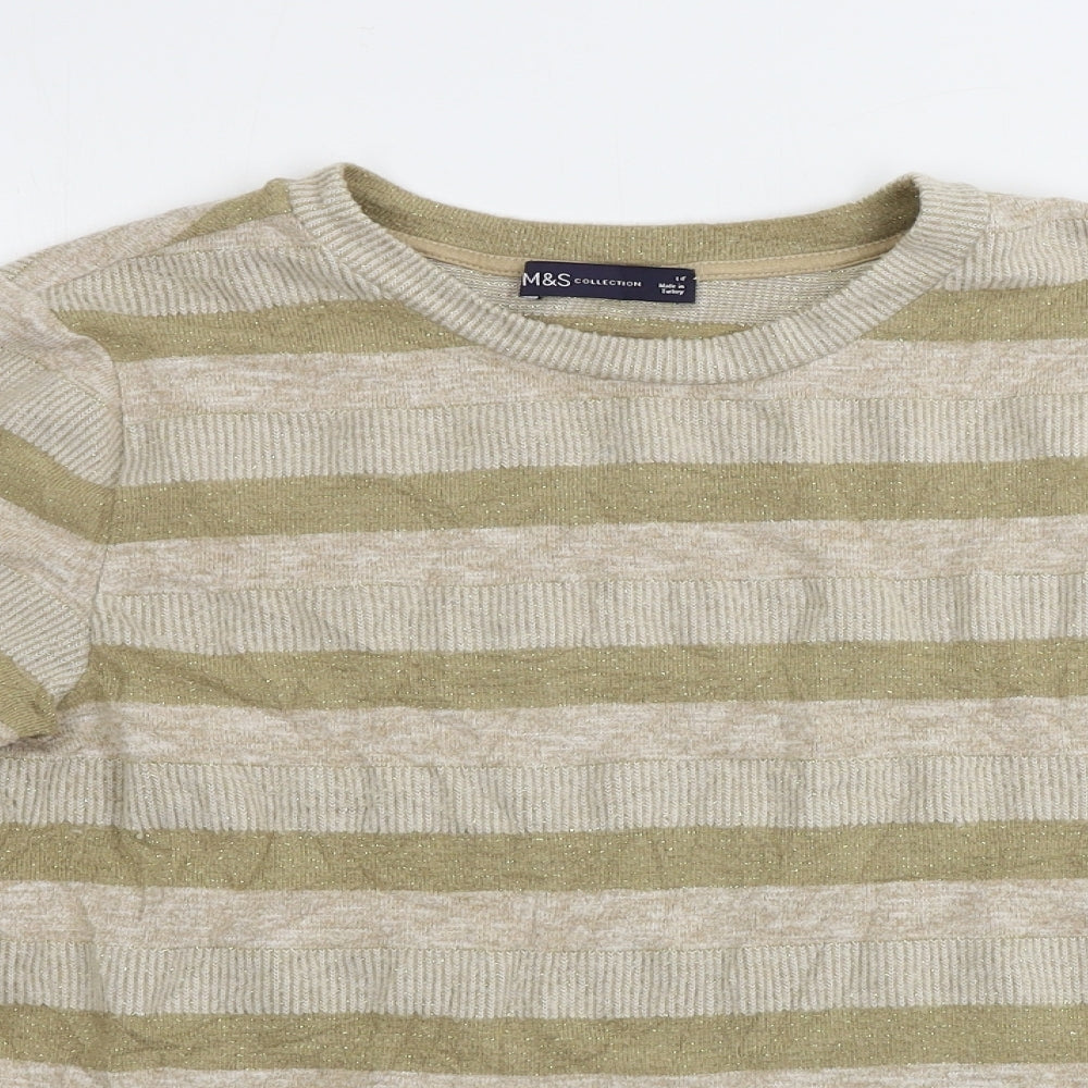 Marks and Spencer  Womens Beige Striped  Pullover Jumper Size 14