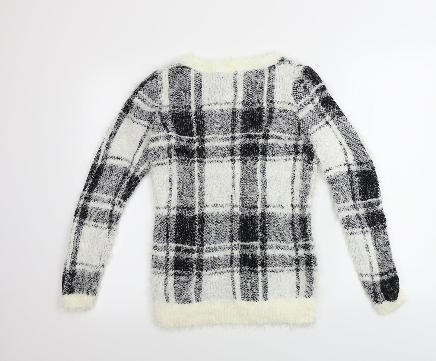 Red Herring  Womens Black Check  Pullover Jumper Size 8