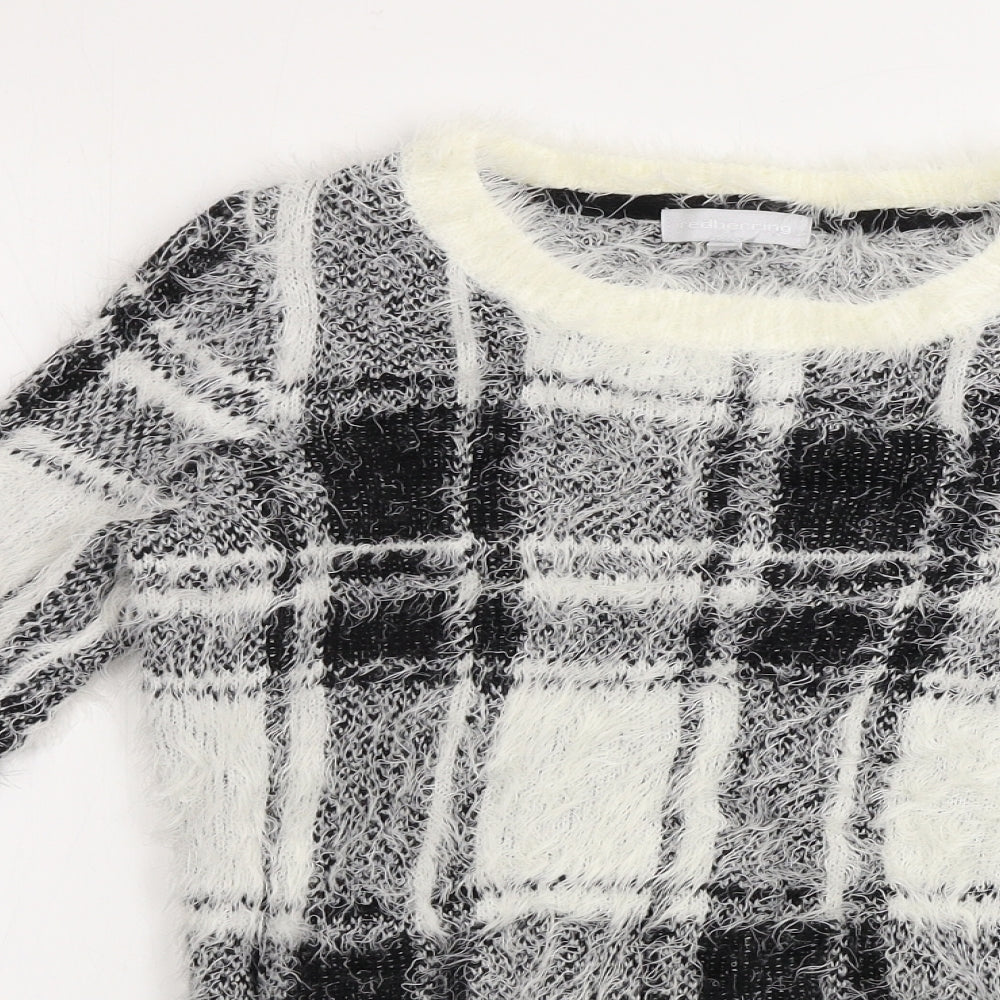Red Herring  Womens Black Check  Pullover Jumper Size 8