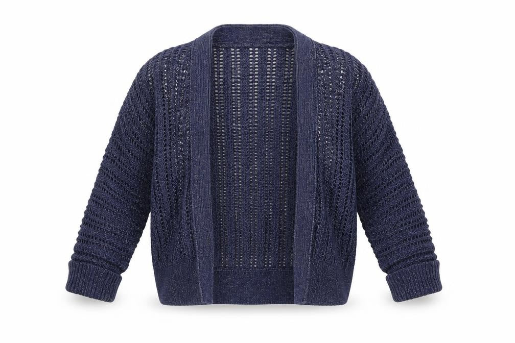 Front view of Gap girls’ blue cardigan jumper, size 18-24, months