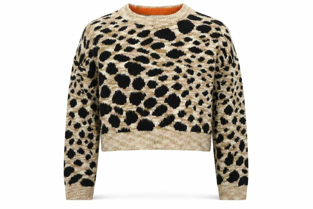 Topshop Womens Beige Animal Print  Pullover Jumper Size 10