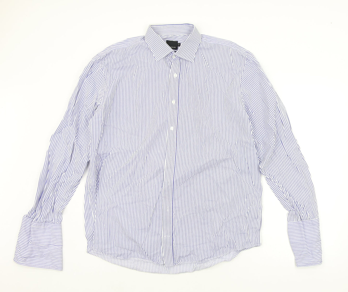 Baumer Mens Blue Striped   Button-Up Size 17