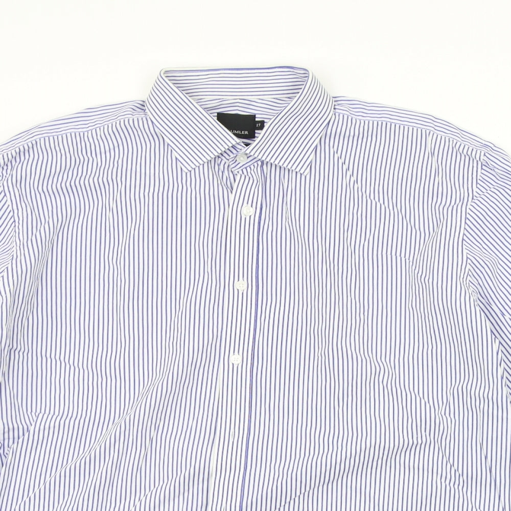Baumer Mens Blue Striped   Button-Up Size 17