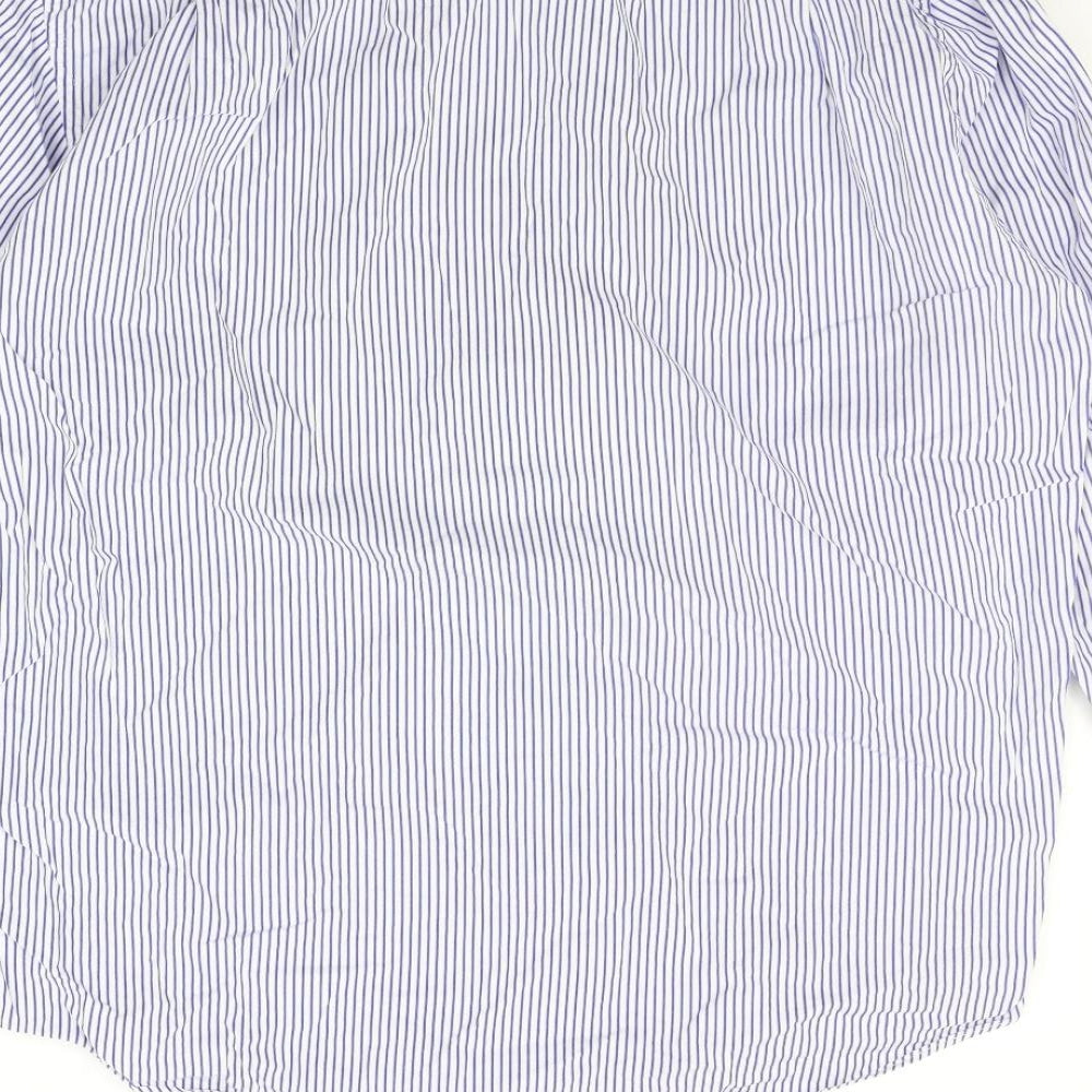 Baumer Mens Blue Striped   Button-Up Size 17