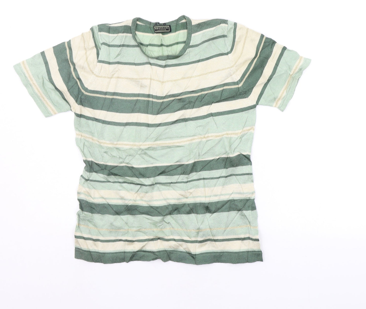 Marks and Spencer Womens Green Striped  Pullover Jumper Size 14