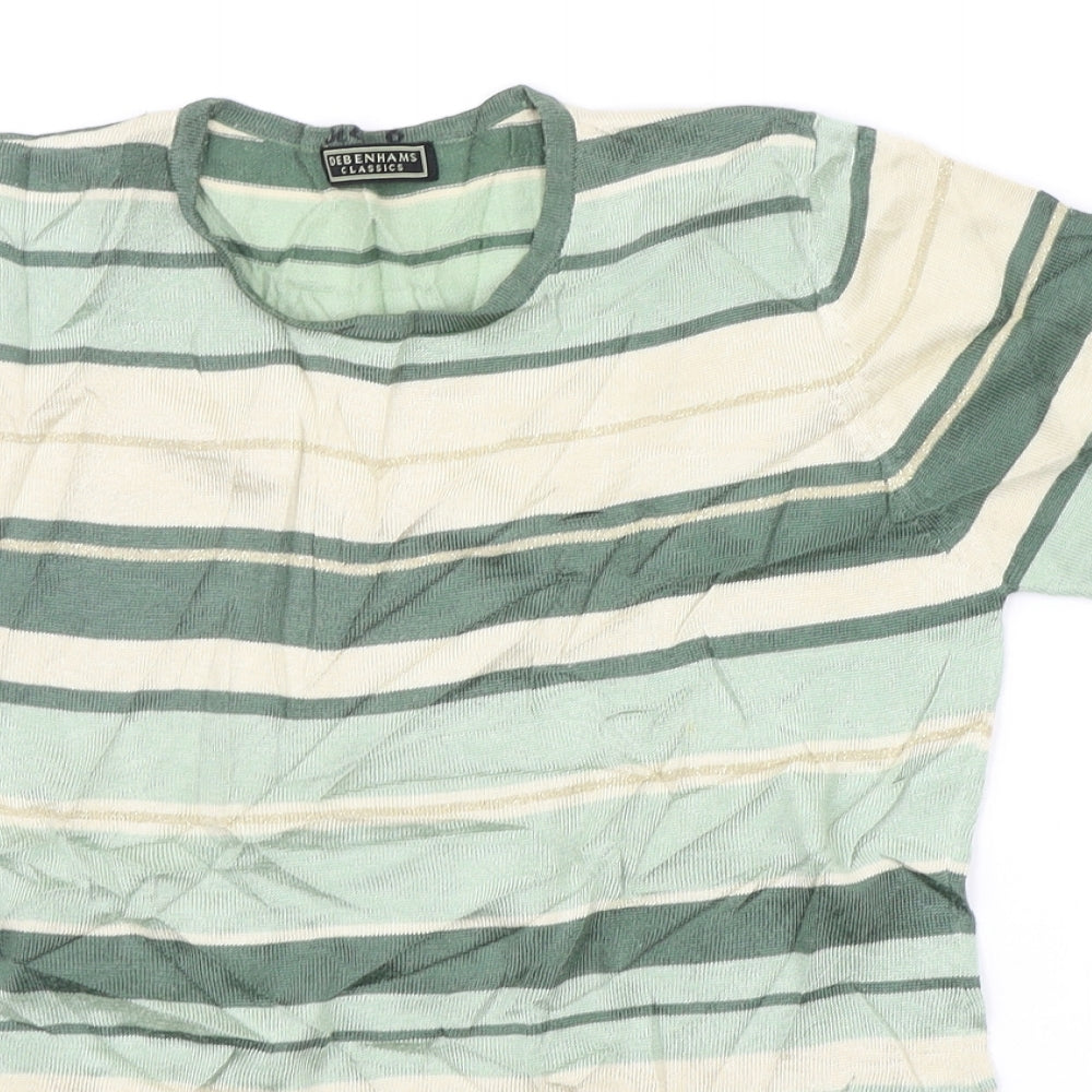 Marks and Spencer Womens Green Striped  Pullover Jumper Size 14
