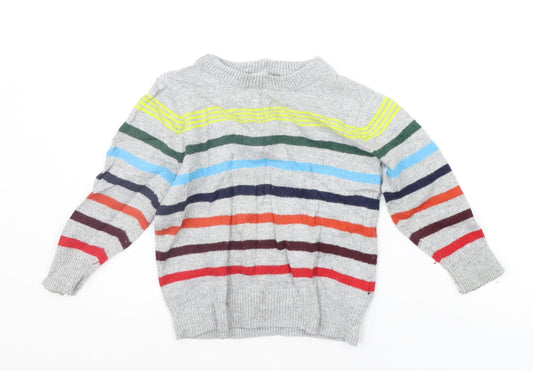 Gap Girls Grey Striped  Pullover Jumper Size 2 Years