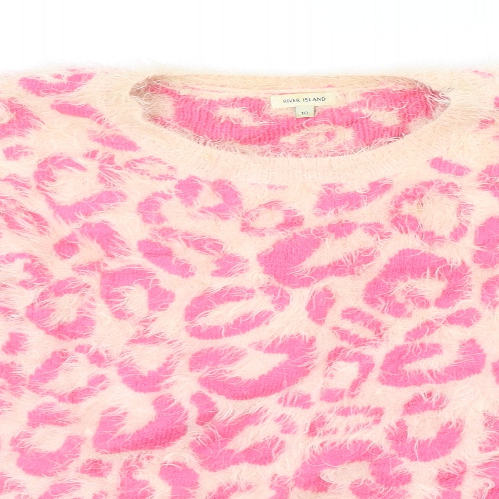 River Island Womens Pink Animal Print  Pullover Jumper Size 10