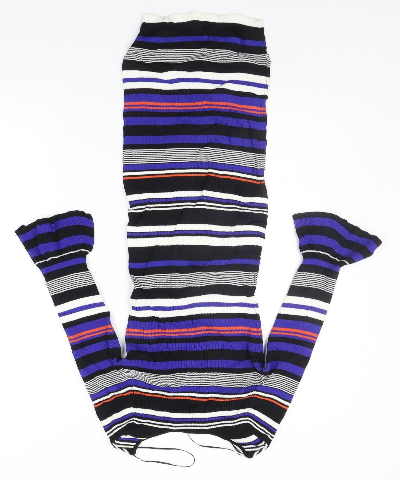 Miss Selfridge Womens Blue Striped  A-Line  Size 10