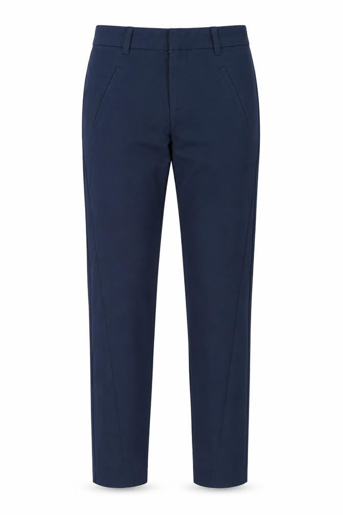 Front view of Vera Moda women’s blue trousers, size UK 8, 28-inch leg