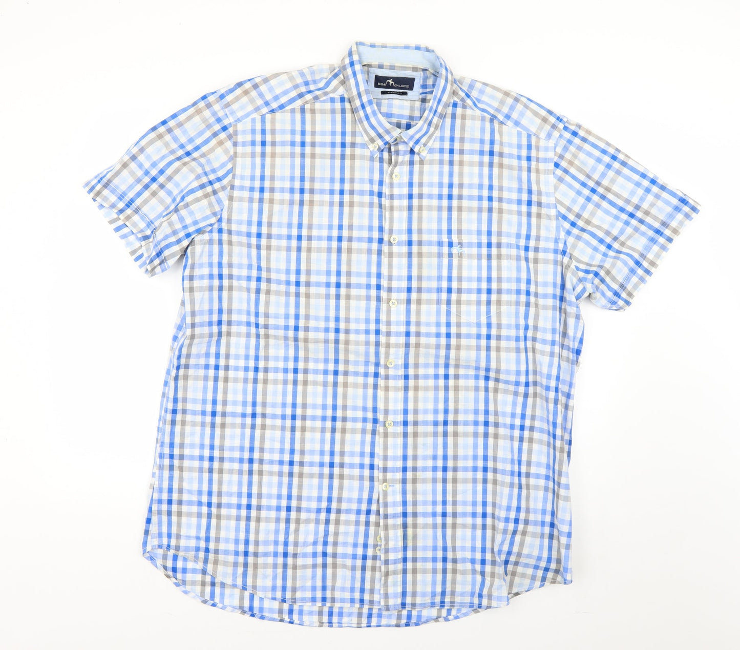 dos galgos Mens Blue Check   Dress Shirt