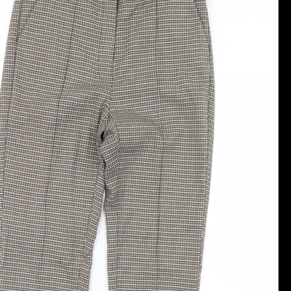 Mng Womens Beige Plaid  Trousers  Size S L30 in