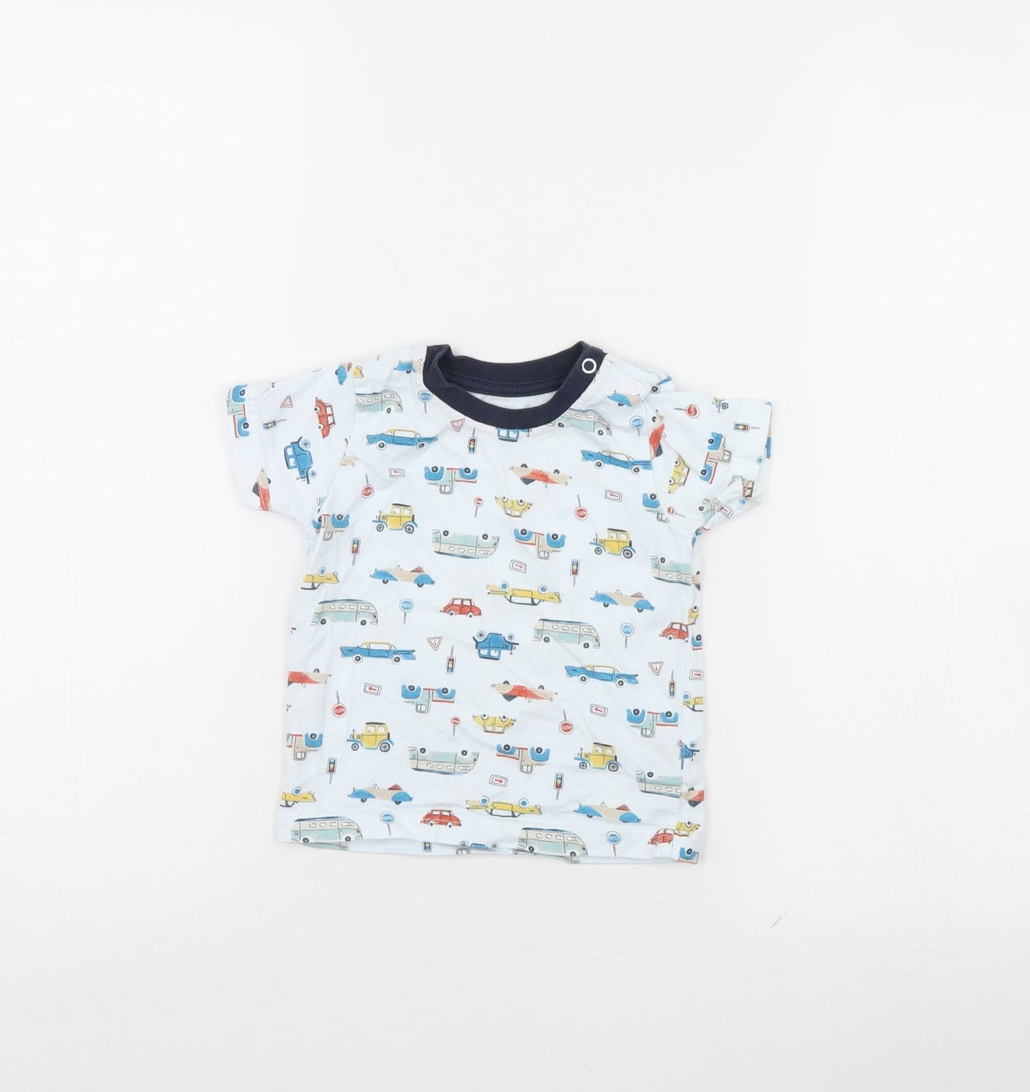 Nutmeg Baby Blue Spotted  Basic T-Shirt Size 9-12 Months  - Cars