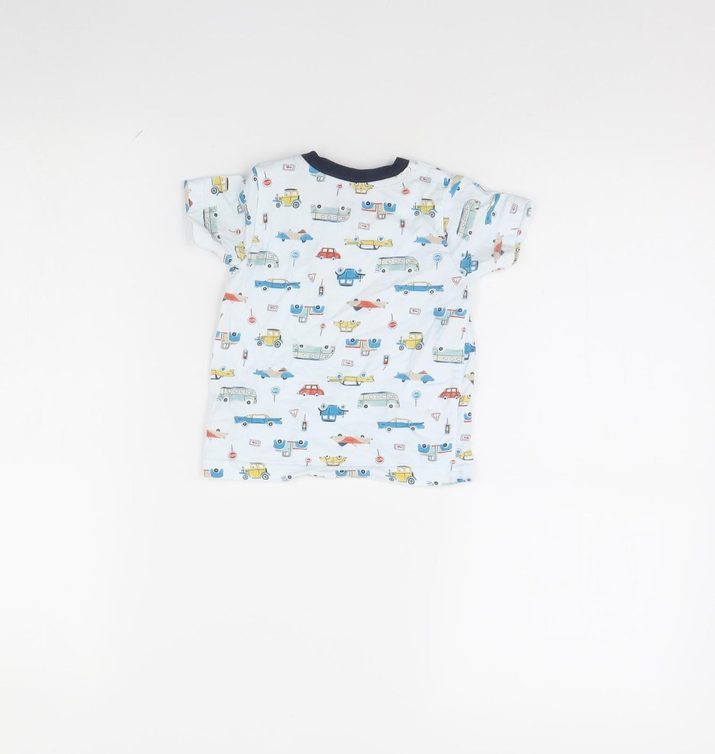 Nutmeg Baby Blue Spotted  Basic T-Shirt Size 9-12 Months  - Cars