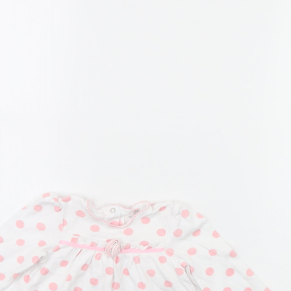 Little Me Girls White Polka Dot  Basic Blouse Size 9-12 Months