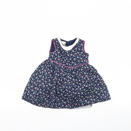 Monsoon Girls Blue Polka Dot  Fit & Flare  Size 6-9 Months