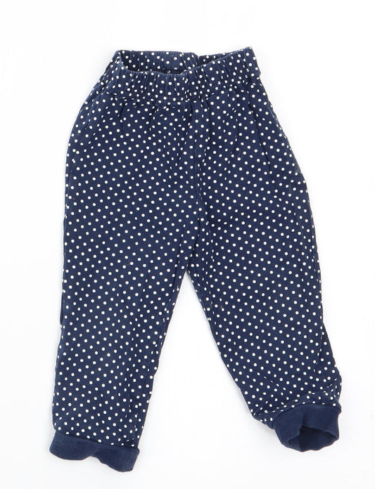 BHS Girls Blue Polka Dot   Pyjama Pants Size 12-18 Months