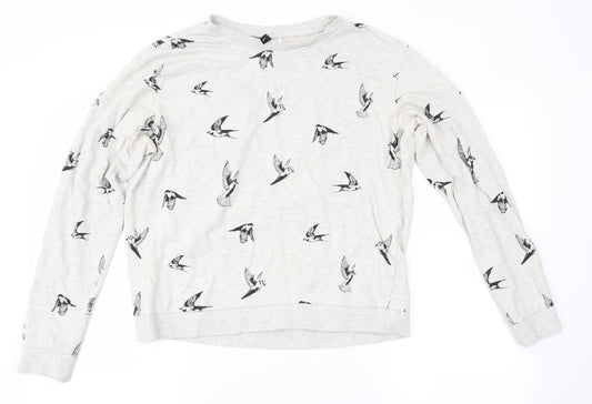 Divided Womens Grey Animal Print   Pyjama Top Size 14  - Bird Print