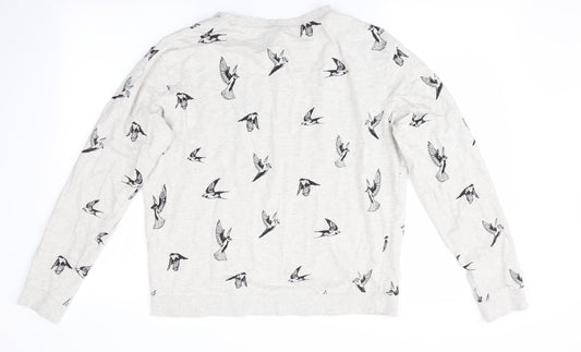 Divided Womens Grey Animal Print   Pyjama Top Size 14  - Bird Print