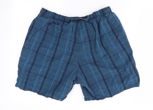 Preworn Mens Blue Check   Sleep Shorts