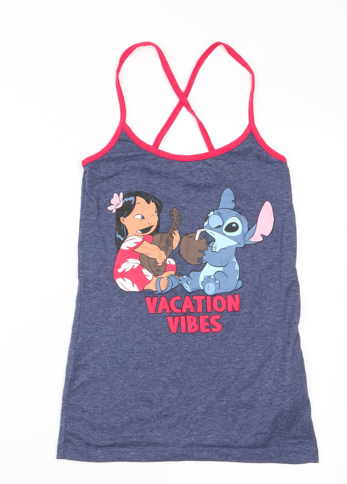 Love To Lounge Womens Blue Solid  Cami Pyjama Top Size 4  - Vacation Vibes