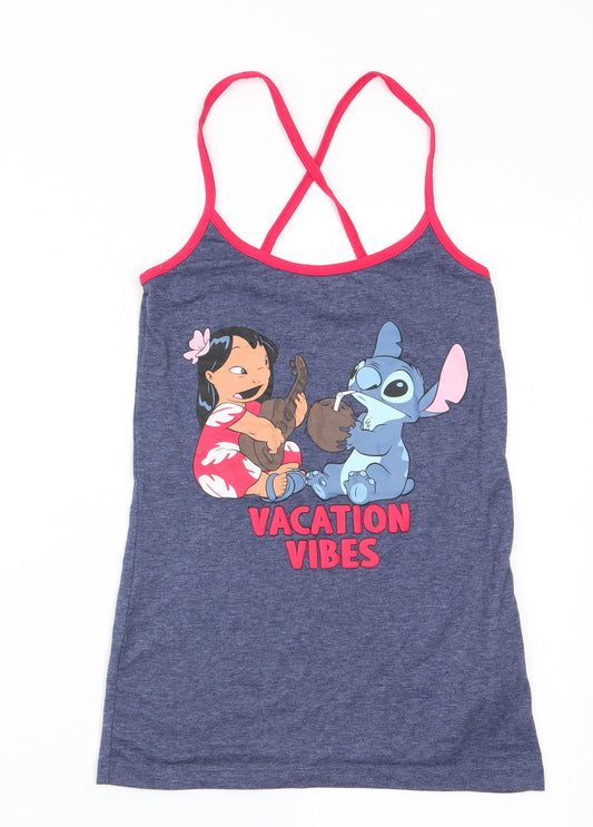 Love To Lounge Womens Blue Solid  Cami Pyjama Top Size 4  - Vacation Vibes