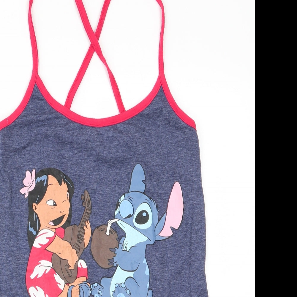Love To Lounge Womens Blue Solid  Cami Pyjama Top Size 4  - Vacation Vibes