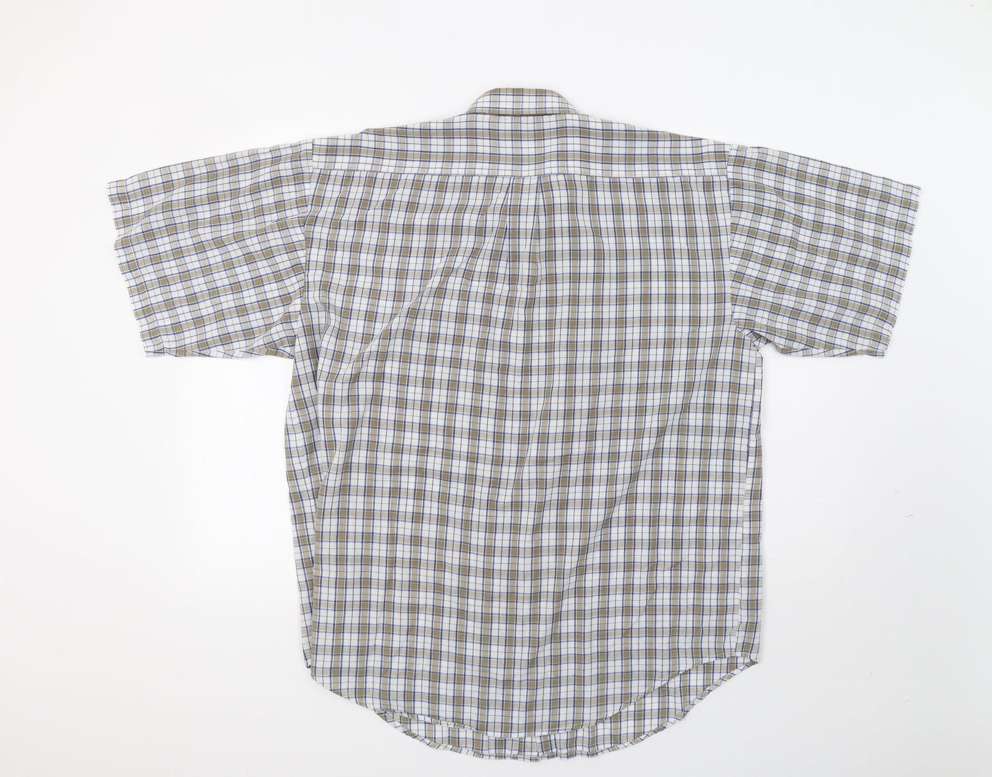 Basic Editions Mens Beige Check   Button-Up Size L