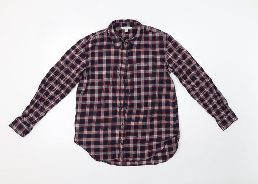 H&M Womens Red Check  Basic Button-Up Size 8