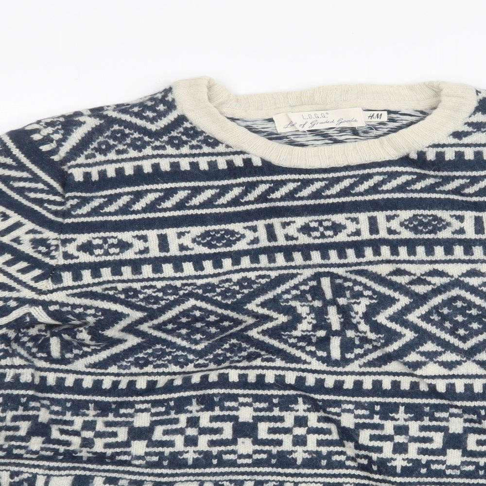 H&M Mens Multicoloured Fair Isle  Pullover Sweatshirt