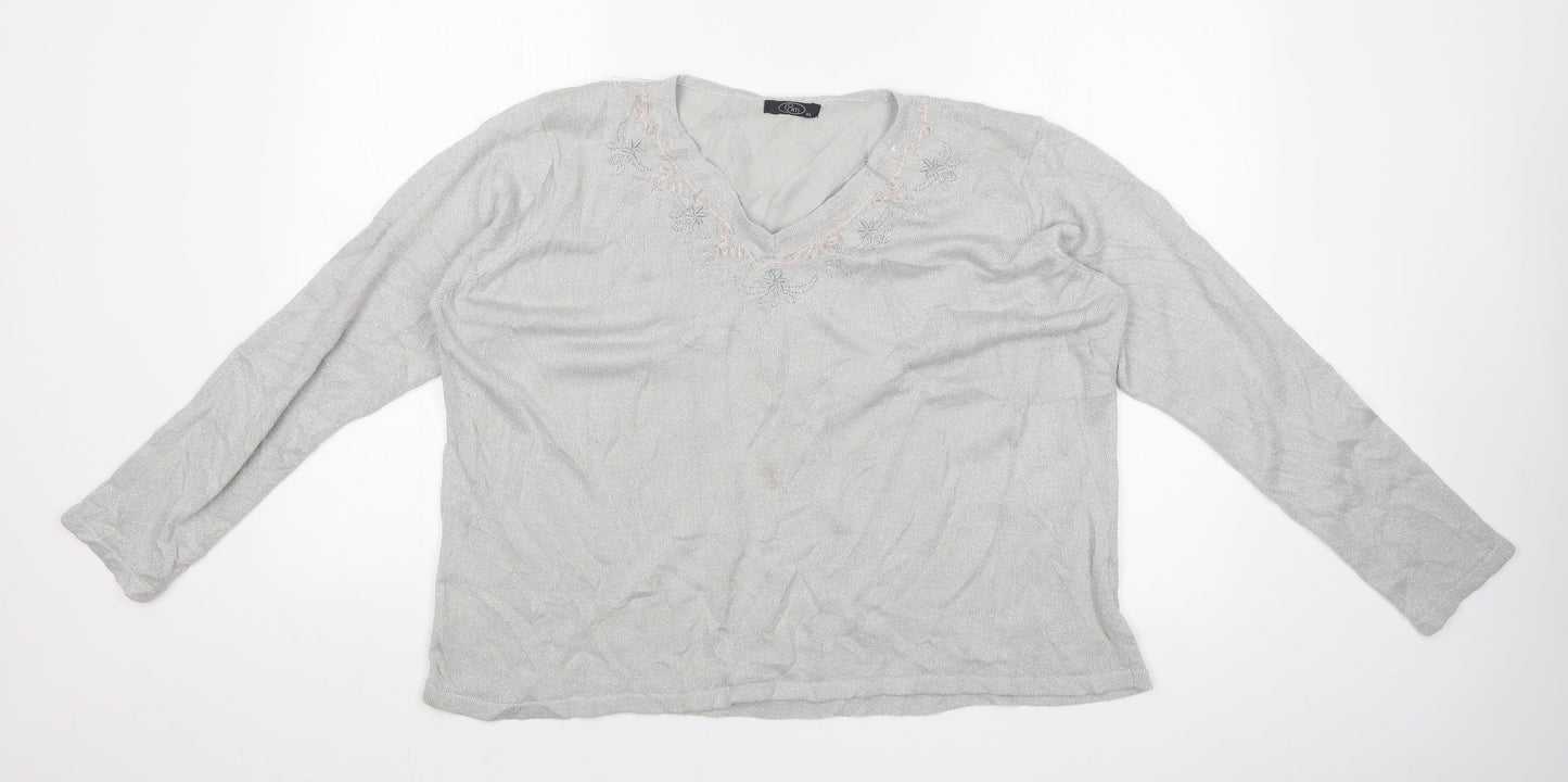 BM Womens Silver   Pullover Jumper Size XL