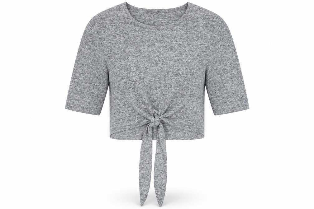 Front view of I SAW IT FIRST women’s grey basic t-shirt, size S