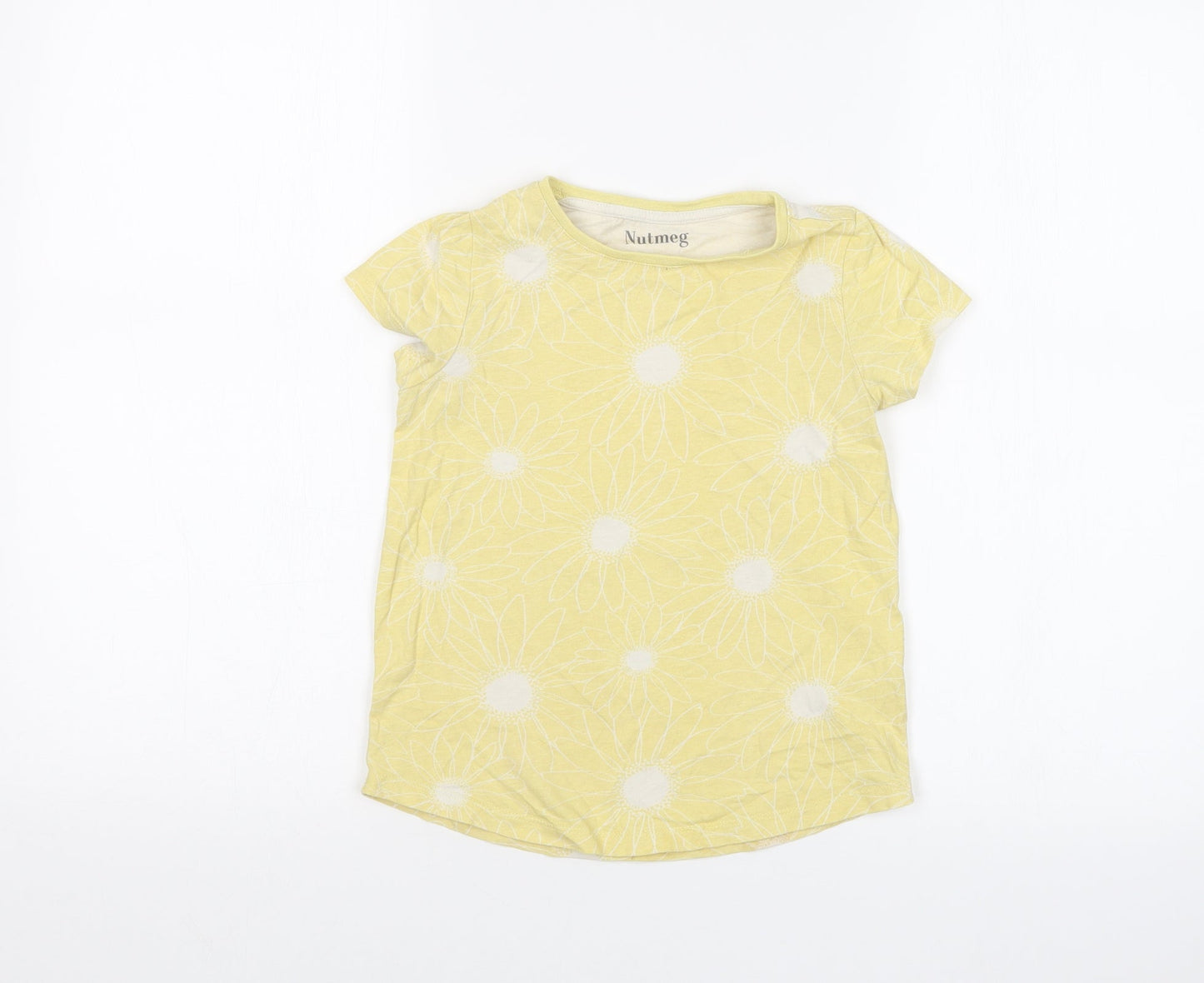 Nutmeg Girls Yellow Floral  Basic T-Shirt Size 7-8 Years