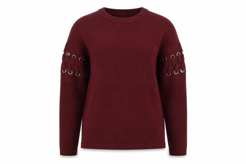 Front view of Papaya women’s red jumper, size S