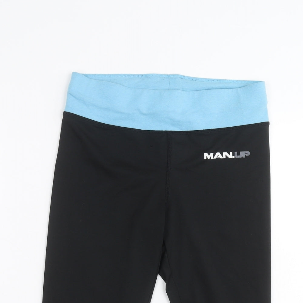 MAN UP Womens Black   Cropped Leggings Size S L20 in