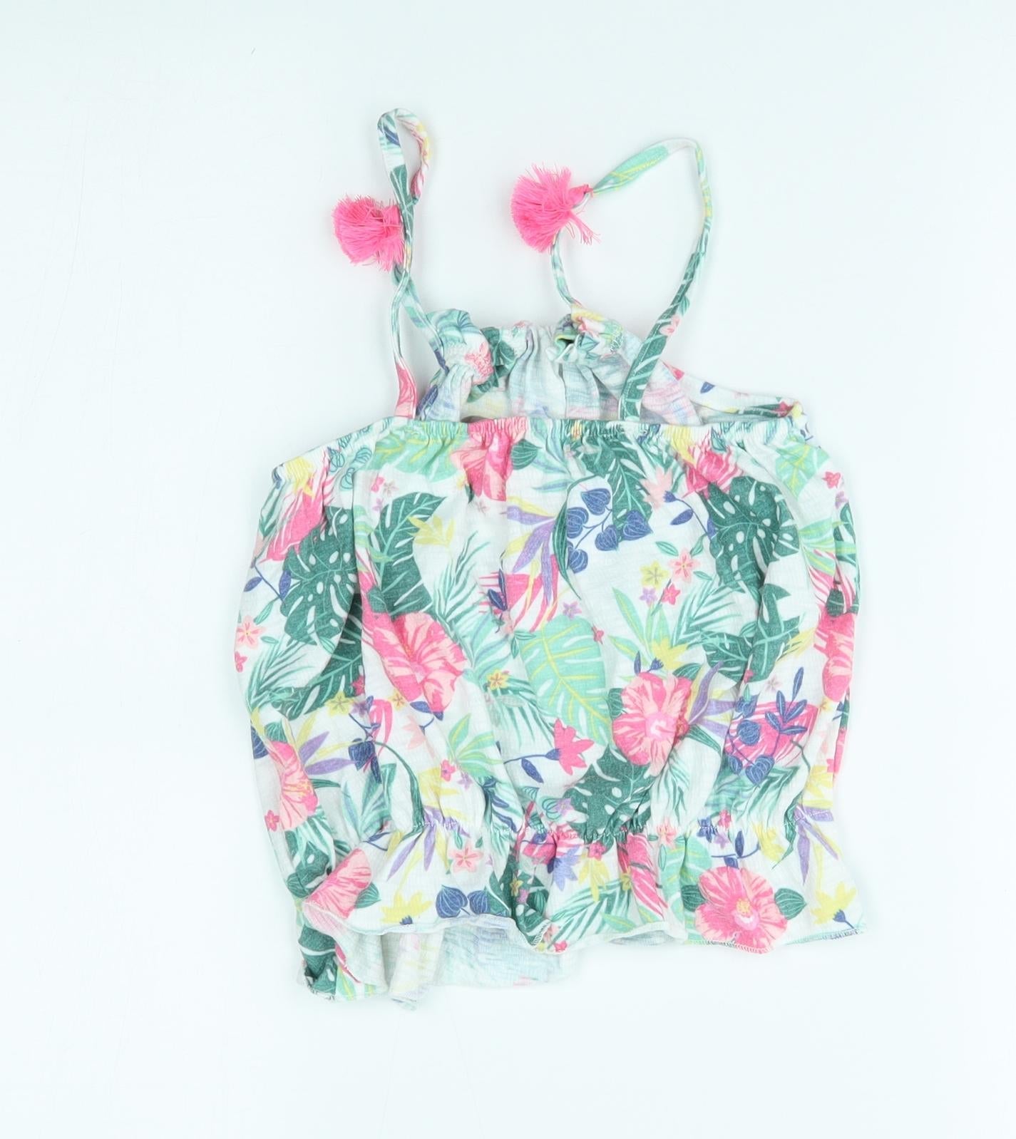 George Girls Green Floral  Basic Blouse Size 10-11 Years