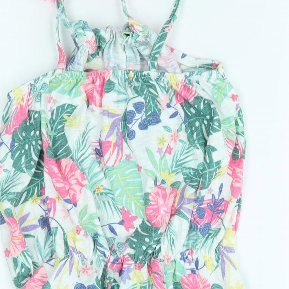 George Girls Green Floral  Basic Blouse Size 10-11 Years